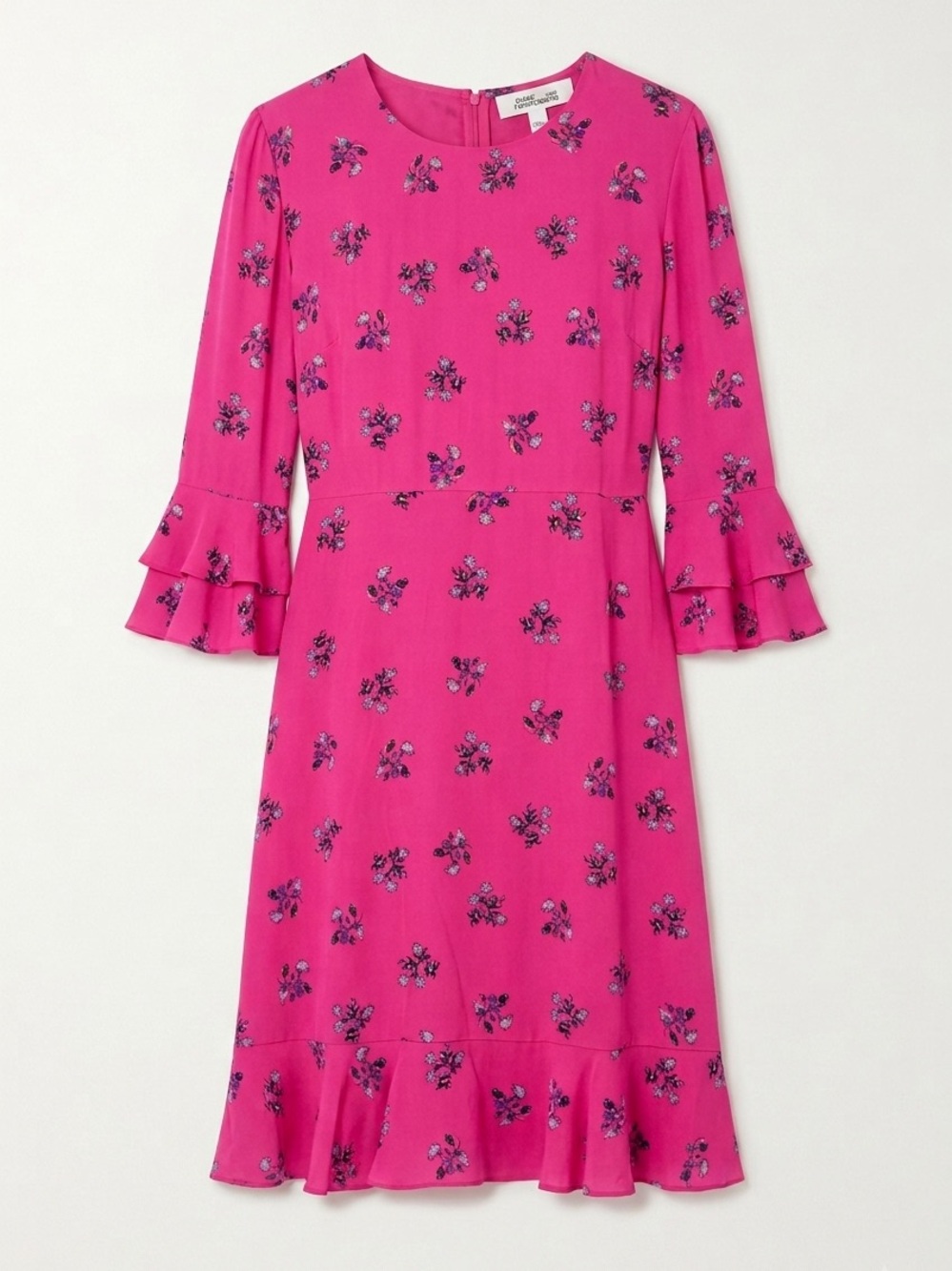 DVF Floral Ruffle Cuff Dress